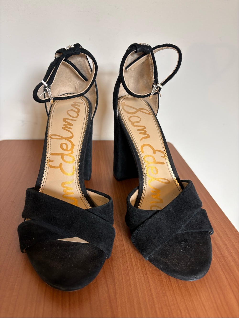 Sam Edelman Yancy Suede Block Heel Sandals Black size 7.5 - Picture 8 of 14